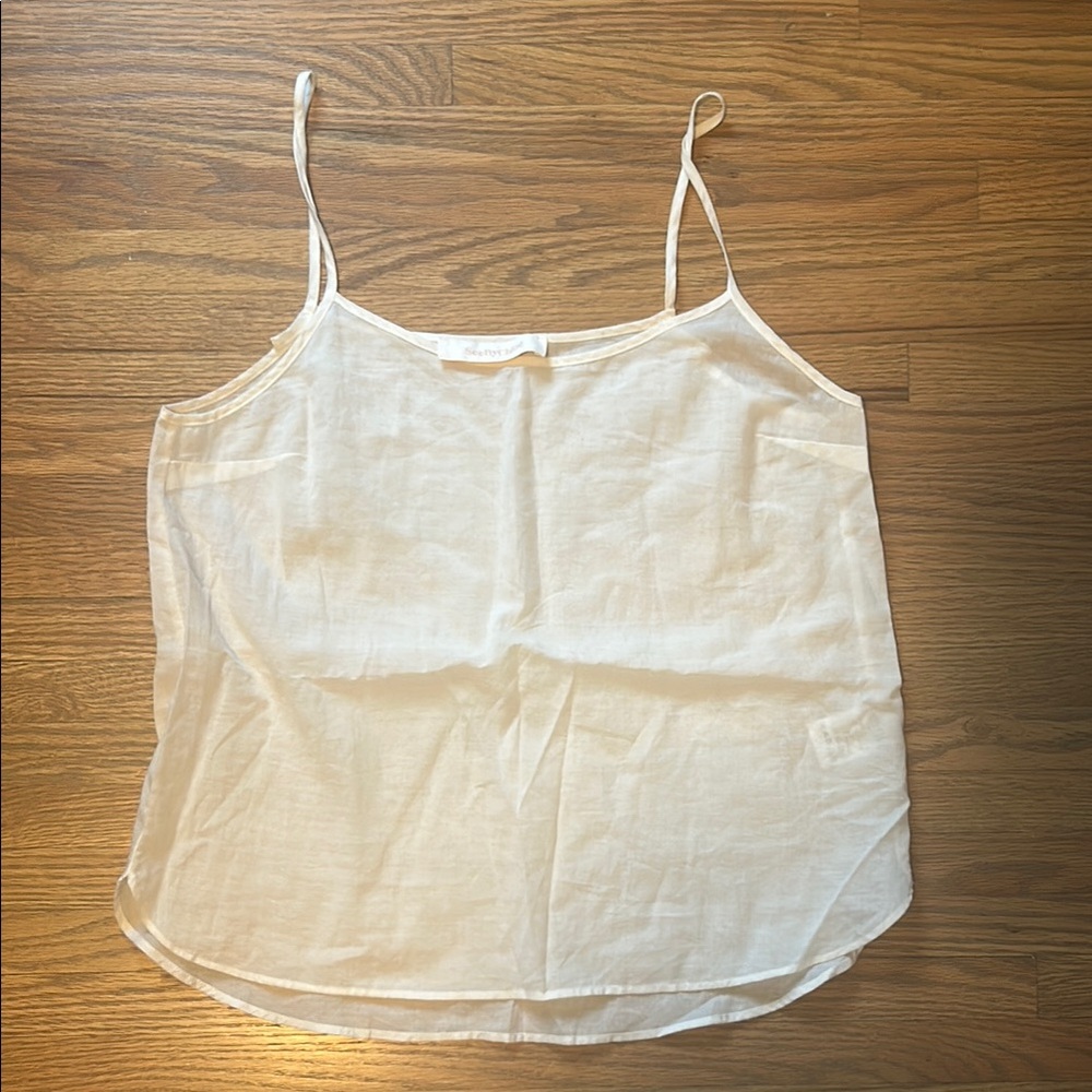 Women's See by Chloe White Spaghetti Strap Top